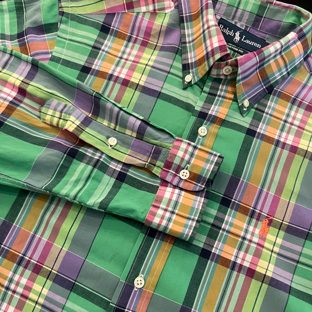 Polo Ralph Lauren Mens Custom Fit Plaid Shirt in Multi Size M Preppy Luxury